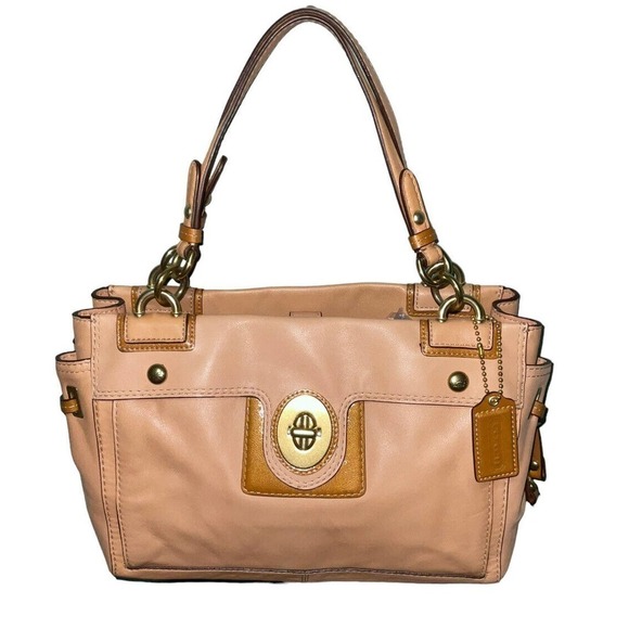 Coach Penelope Beige Leather Turn-lock Carryall Satchel Bag F16531 - Picture 15 of 16